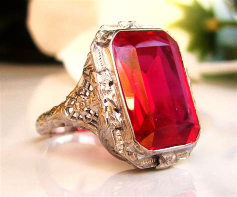 Vintage Emerald Cut Ruby Ring for sale 